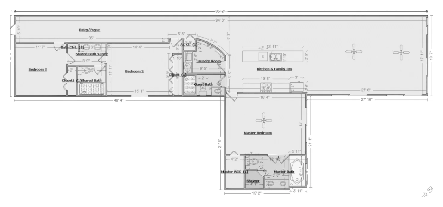 Floor plan drawing, Plan B — Units 3 & 6