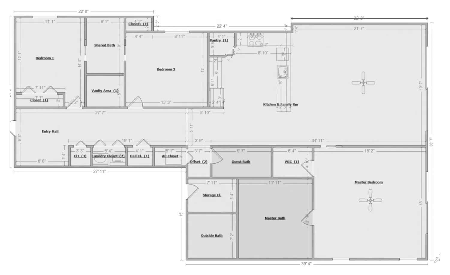 Floor plan drawing, Plan B (variant) — Unit 4
